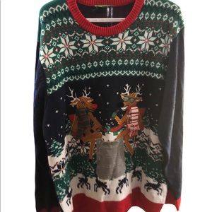 Drinking Reindeer Ugly Christmas Sweater Unisex XL 3D scarves
